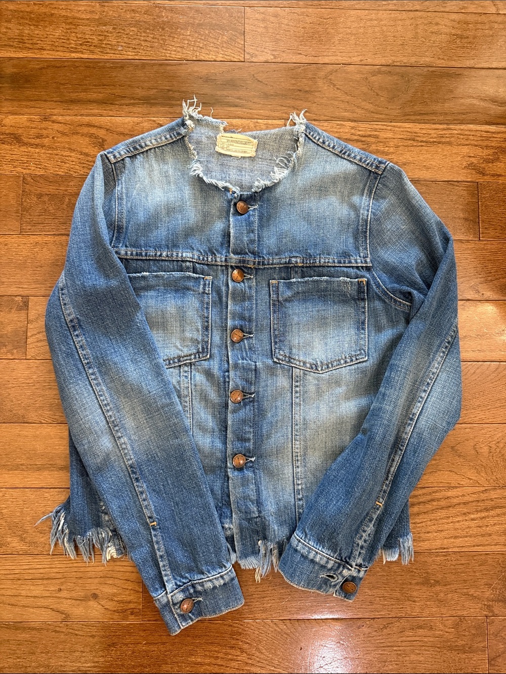 Current/Elliott Distressed Blue Denim Jean Jacket